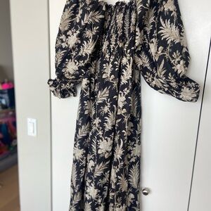 Tuckernuck Black and Cream Floral Long Sleeve Dress
